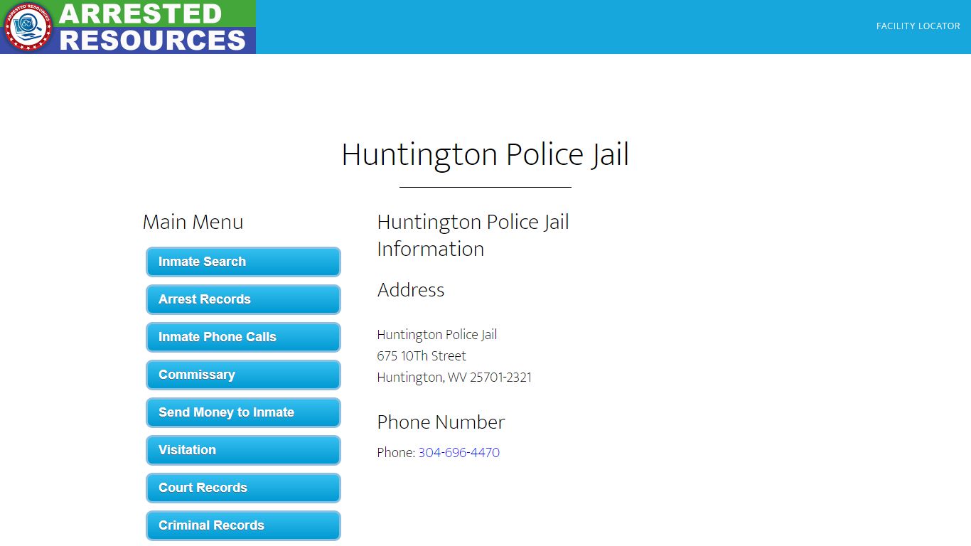 Huntington Police Jail - Inmate Search - Huntington, WV